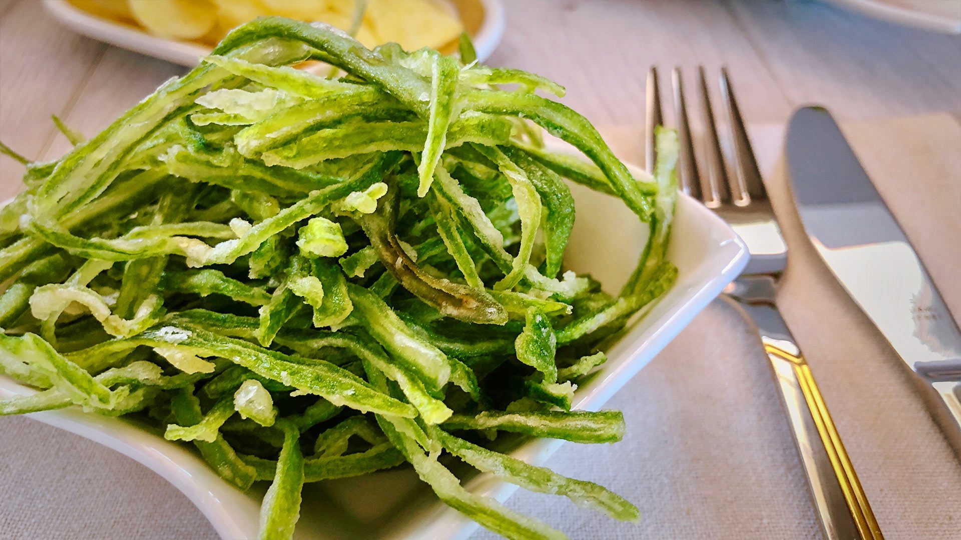 Judías verdes fritas. Sorprendentemente deliciosas.